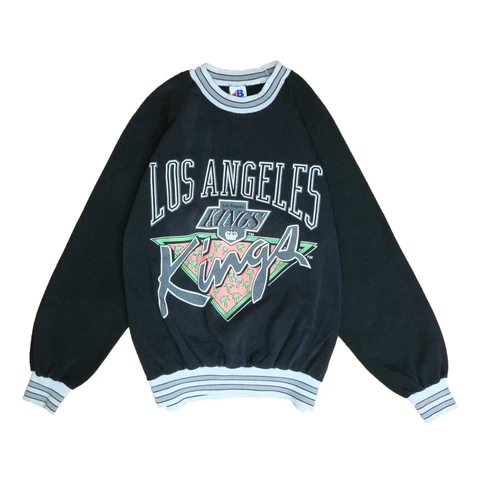 Vintage Los Angeles Kings Bulletin Athletic Sweatshirt Size Large Black 90s NHL Cover