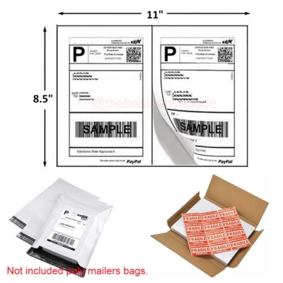 50-20000 Shipping Labels 8.5" x 5.5" Half Sheets Blank Self Adhesive 2 Per Sheet - Image 1 of 4