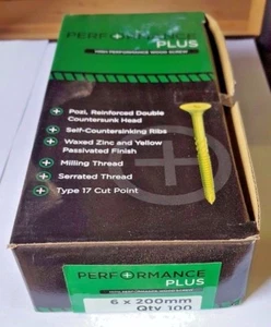 6 x 200mm PERFORMANCE PLUS WOODSCREWS (Box of 100) - Picture 1 of 1