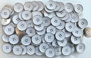 15mm 18mm 23mm Silver Light Blue Shabby Chic Brushed Metal 4 Hole Buttons Q64-B - Picture 1 of 1