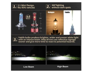 H11 H9 H8 LED Headlight Bulbs Fog Light High Beam Low Beam Mini 6000K Cool Whit - Picture 1 of 7