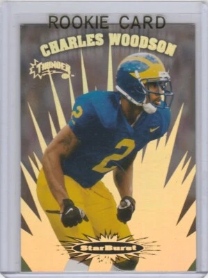 CHARLES WOODSON ROOKIE CARD 1998 Skybox Thunder Starburst INSERT RC Michigan! - Image 1 of 2