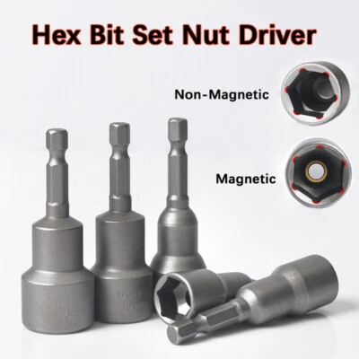 Hex Bit Magnetic/Non-Magnetic Nut Driver φ5-24mm Socket Impact Drill Bits L 65mm - Image 1 of 4
