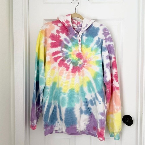 OFF WHITE Felpa donna avorio Ella tie dye oversize con cappuccio multicolore taglia media