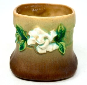 RARE Roseville Gardenia Tan Square Vase #656-3 3.75" Tall 4.25" Wide USA Charity - Picture 1 of 6