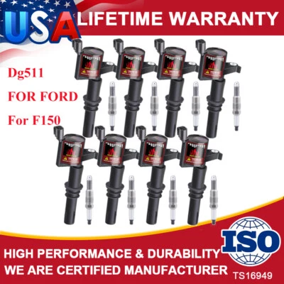 Paquete de 8 bobinas de encendido bujía platino para Ford F150 F250 5,4 L 2004-2010 DG511 Foto 1 de 4