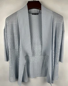 Eileen Fisher Damen Seidenmischung gehäkelt fließend Wasserfall offene Strickjacke - Bild 1 von 7