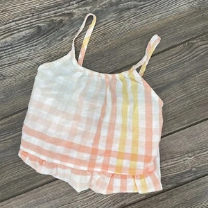 OshKosh B'Gosh Girls Spaghetti Strap Orange Yellow Striped Shirt Size 8/8A - Picture 1 of 5