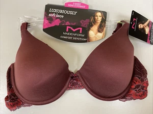 MAIDENFORM Comfort Devotion 9441 Women's Embellished Demi T-Shirt Bra 36B NWT - Picture 1 of 6