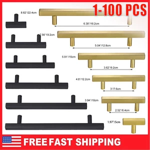 T Bar Kitchen Square Cabinet Handles Stainless Steel Black Gold Drawer Pulls Lot - Picture 1 of 32