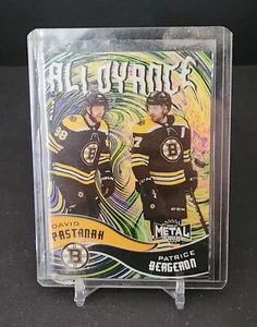 David Pastrnak, Patrice Bergeron 2020-21 Skybox Metal Universe Alloyance #AL-14 - Picture 1 of 2