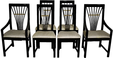1980 Modern Black Lacquer Dining Chairs Made in Italy - Set of 6 Cover