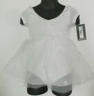 White sheer Capsleeve girls ballet dress sz 2-4C rhinestone daisy 2 layer skirt