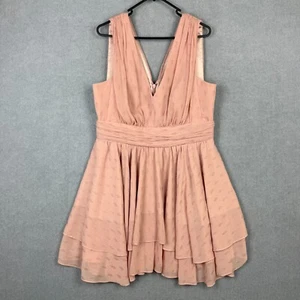 Forever New Dress Womens 16 Pink Chiffon Pleated Lined Plus Size - Picture 1 of 7