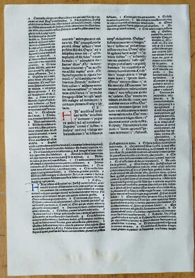 Ecclesias. - Renner Original Incunable Leaf Biblia Latina Venice Folio - 1482 - Изображение 1 из 2