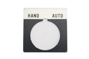ALLEN BRADLEY HAND AUTO 800T-X510 30mm Push Button Legend Plate A-B Aluminum Met - Picture 1 of 7
