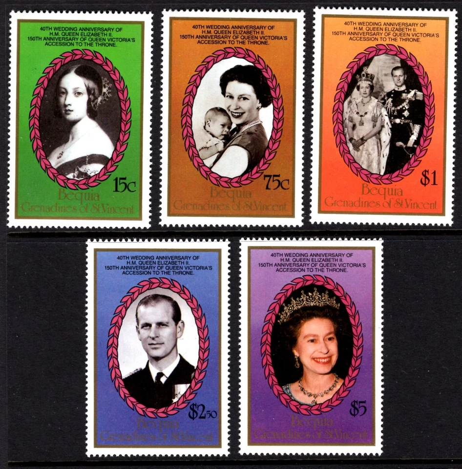 Aniversario de boda de la reina Isabel de San Vicente Granadinas Bequia 213-216 x45155 Foto 1 de 1