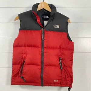 The North Face Boys Stow 600 Goose Down Puffer Vest sz M Red Full Zip Outdoor - Picture 1 of 16