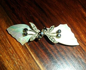 Vintage brooch Mother of pearl and marcasite, - Picture 1 of 3