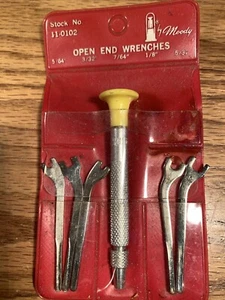 Llaves de extremo abierto miniatura vintage Moody Tools 5/64, 3/32, 7/64, 1/8 y 5/32" - Imagen 1 de 2