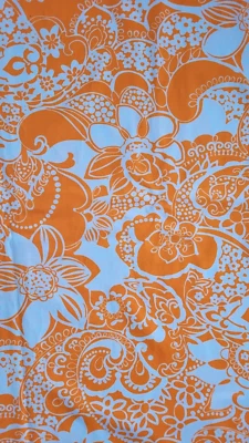 Vintage Neon Orange Psychedelic Floral Paisley Knit Fabric 60" x 64" - Image 1 of 4