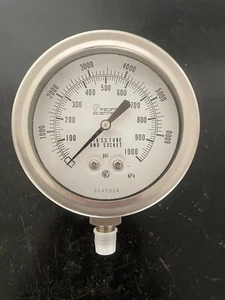 Pacific Scientific - Pressure Gauge - 0-1000 PSI - 4” Face - 1/2” NPT - Picture 1 of 5