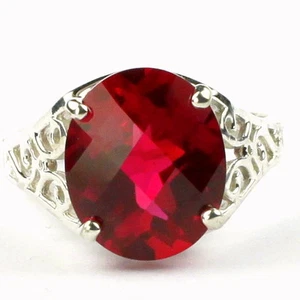 Created Ruby, 925 Sterling Silver Ladies Ring, SR057 - Picture 1 of 5