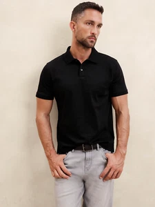 New $50 Banana Republic Luxe Touch Performance Polo Shirt, in Black - Sz Medium - Imagen 1 de 1