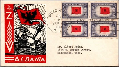 Scott 918 - 5 Cents Albania 1st Smartcraft Staehle FDC Block Planty 918-1 - Image 1 of 2