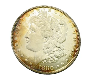 1880-O Morgan Silber Dollar 1 $ getönte Münze schöner Glanz - Bild 1 von 6