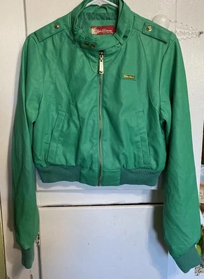 Chaqueta de bombardero vintage Y2K APPLE BOTTOMS imitación cuero verde hip hop grande Foto 1 de 4