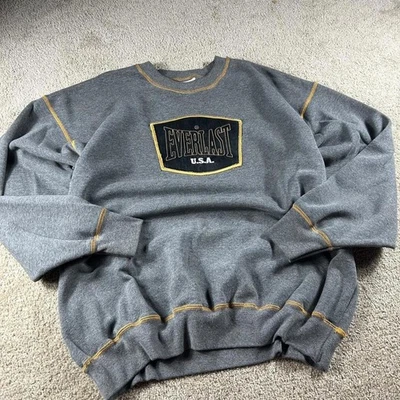 复古 Everlast MMA Y2K 刺绣缝制运动衫 舒适垃圾圆领 XL — 第 1/4 张图片