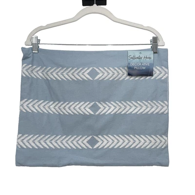 Funda Almohada Acento Costero 14"x18" Pequeña Rectángulo Azul Blanco Espiga Foto 1 de 4