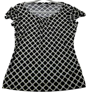 Worthington Top Damen Medium Mosaik Geometrisch Kurzarm Stretch Jersey Geo - Bild 1 von 9