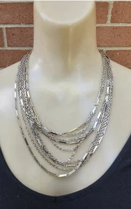 Vintage Sarah Coventry Halskette silberfarben 10 Strang Multi Kette Art Deco Retro MCM - Bild 1 von 6