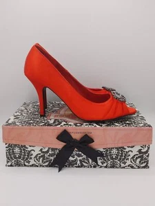 Bordello Violette-06 Red Satin Pleated Open Toe Shoes IN-STOCK - Picture 1 of 4