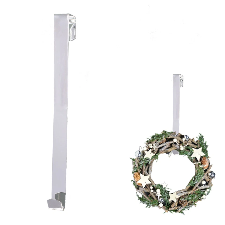 Gancio Per Corona In Metallo 28Cm Argento Semplice Da Porta - Immagine 1 di 1