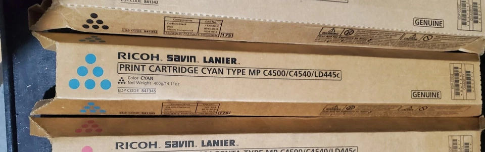 NEW OEM 841345 RICOH SL MP C4500/C4540/LD445C TONER CTG CYAN - FREE SHIPPING  - Imagem 1 de 1