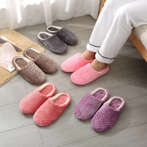 Women Indoor Slippers 5-11 Size Soft Warm Cotton Plush Slipper Home Non Slip - Picture 1 of 16