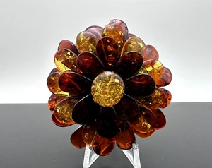 ANILLO ÁMBAR FLORAL VINTAGE ÚNICO, ESPALDA CROCHET, CON CAJA DE ALMACENAMIENTO - L415 - Imagen 1 de 7