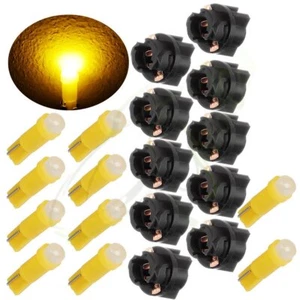 10pcs T5 Cluster Panel Gauge LED Bulbs Light 37 74 70 Yellow W/ Twist Sockets - Picture 1 of 12