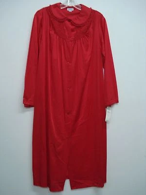 USA Made Nancy King Lingerie Soft Luster Nylon Robe Size Medium Red #545L - Image 1 of 3