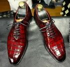 Men Handmade Burgundy Crocodile Pattern Leather Dress Shoes Formal Shoes For Men
