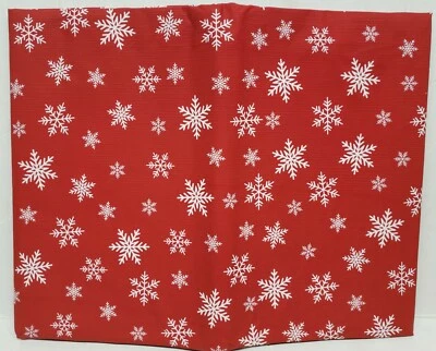 Peva Vinyl Flannel Back Tablecloth,52"x70" Oblong,CHRISTMAS,SNOWFLAKES ON RED,BH - Image 1 of 4