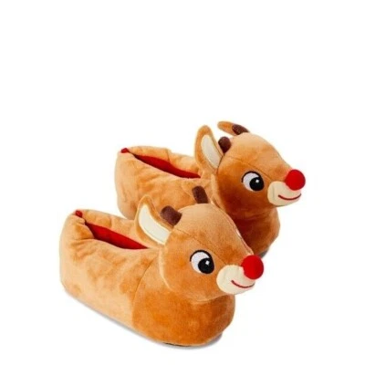 Zapatillas de felpa Rudolph el reno nariz roja para niños, talla 4 jóvenes/niños pequeños Foto 1 de 4