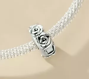 Charm Clip Zwischenring Blumen 925 Silber Rosen - Anhänger für Pandora Armband - Bild 1 von 4