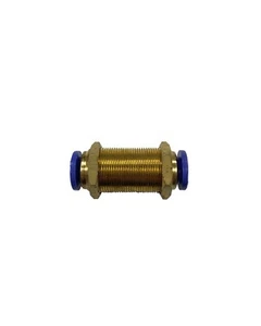 3/8" Tube O.D. Push-In Bulkhead Union, Pneumatic Push to Connect Fitting - Picture 1 of 3
