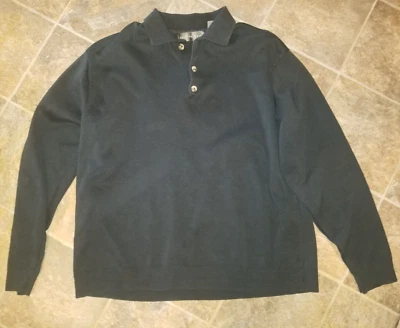 Oscar De La Renta Upscale Dark Blue Collared Long Sleeve Shirt Size Medium - Image 1 of 4