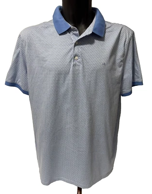 Calvin Klein Men's Blue Geometric  Print Pullover Short Sleeve  Polo Sz  2XL - Image 1 of 4