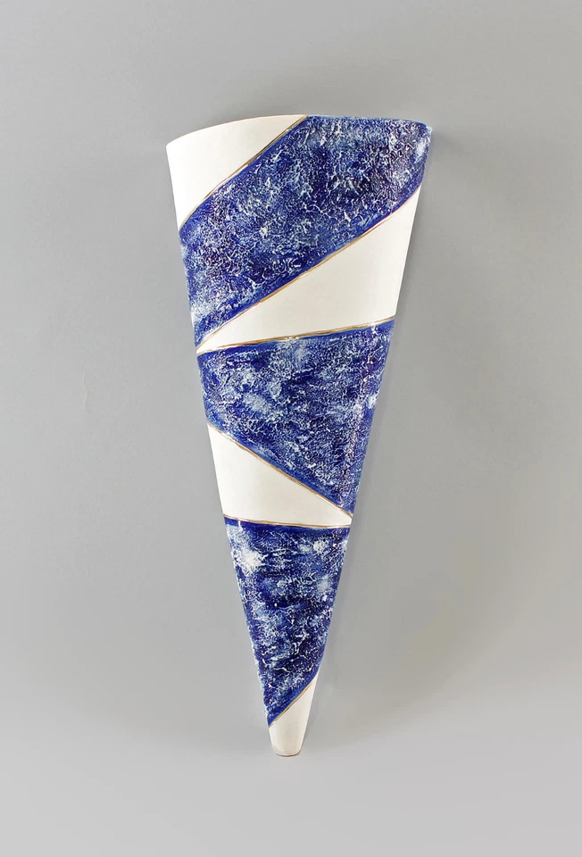 9997065 Ens große Porzellan Wandvase modern blau H39cm - Bild 1 von 1